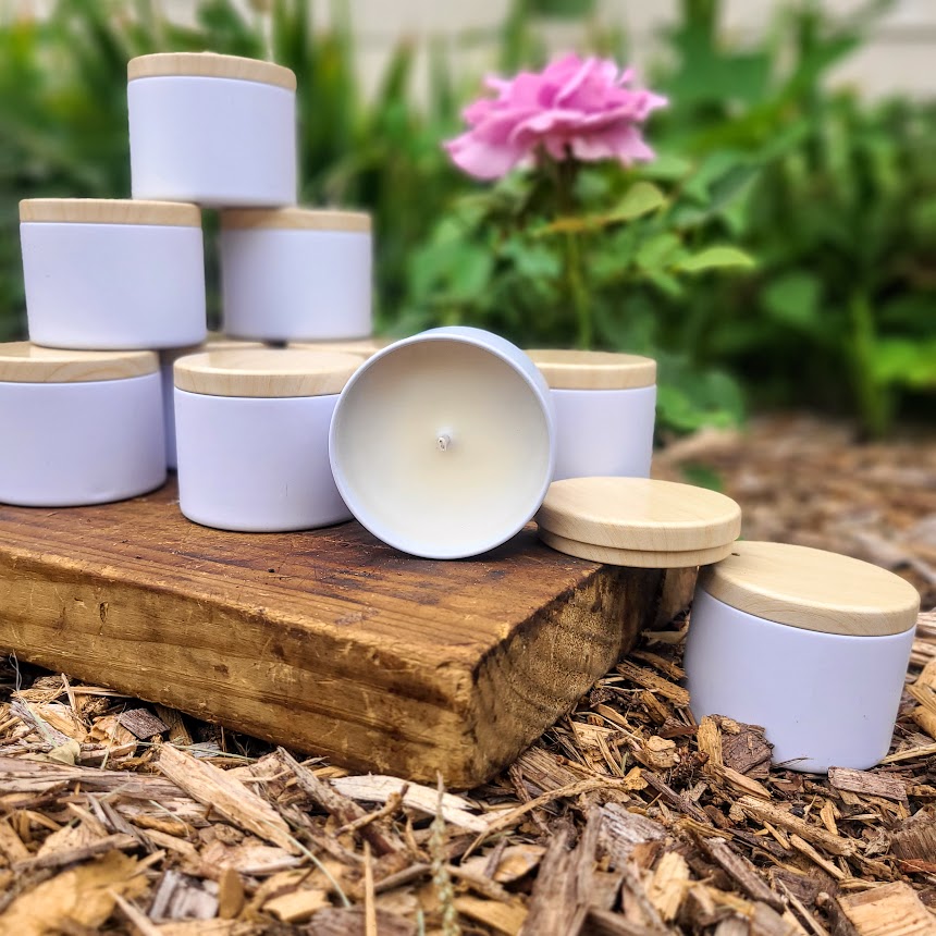 Vanilla Rose Scented Soy Candles 4 oz tins Bulk Candles